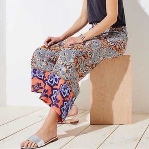 Loft Pull On Wide Leg Print Pants Size XS